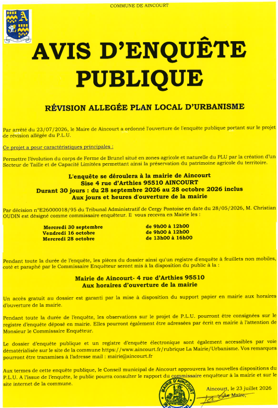 Avis enquête publique